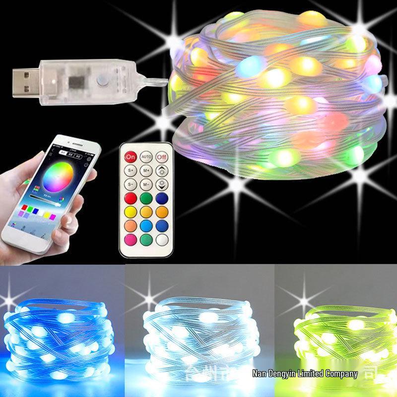 

Waterproof Solar LED Christmas String Lights with USB & Mobile App, Music Sync, Low Voltage - Ideal for Outdoor and Camping Decor Multicolor 10m 100 lights (USB)