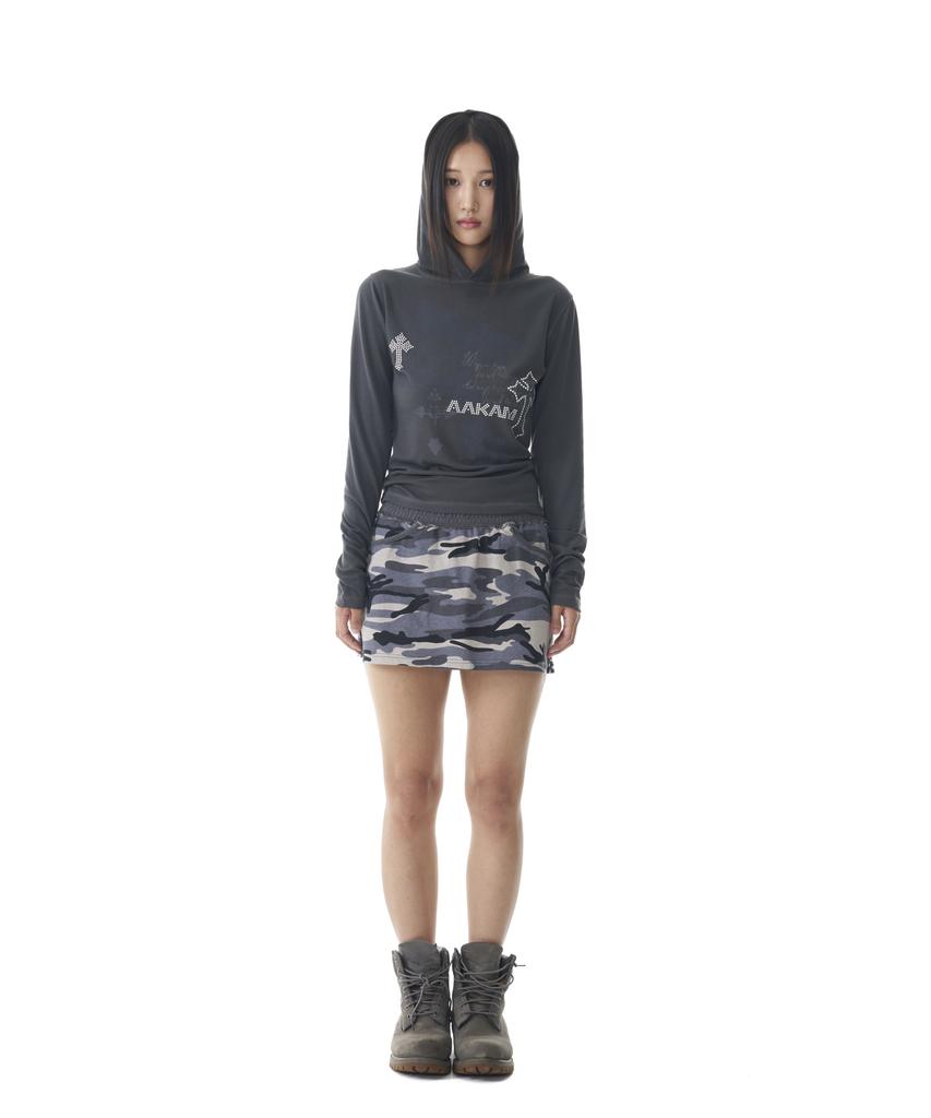 Akam Camouflage Logo Sweat Skirt (Gray)