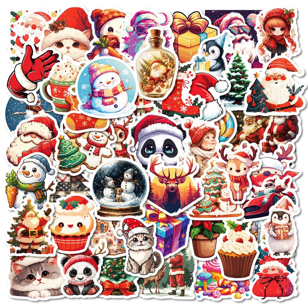 50 PCS Christmas Cartoon Stickers - Fairytale Holiday Decals for Tablets, Mugs, Gifts