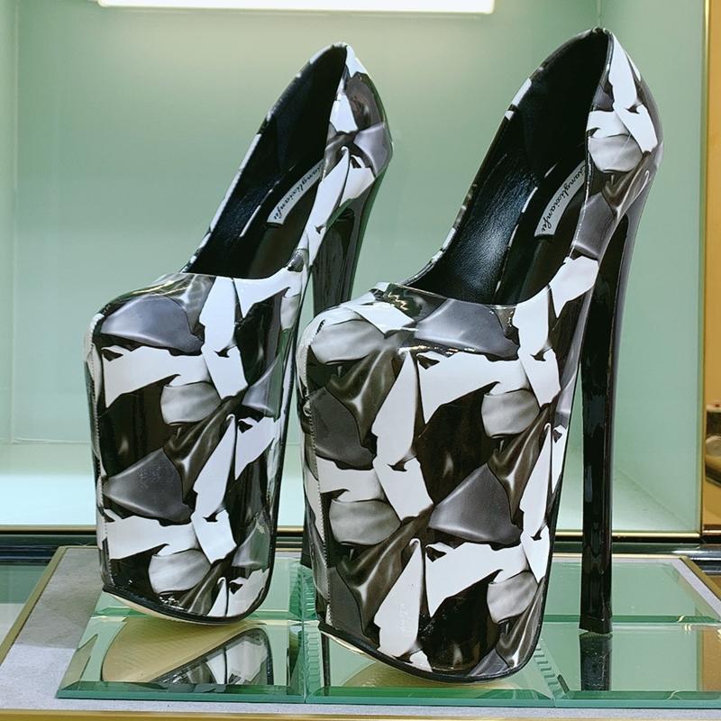 Sexy 22cm Extreme High Heels Shoes Woman Fashion Print Platform Pumps Heeled Shoes Lady Large Size Stripper Fetish Shoes Ladies