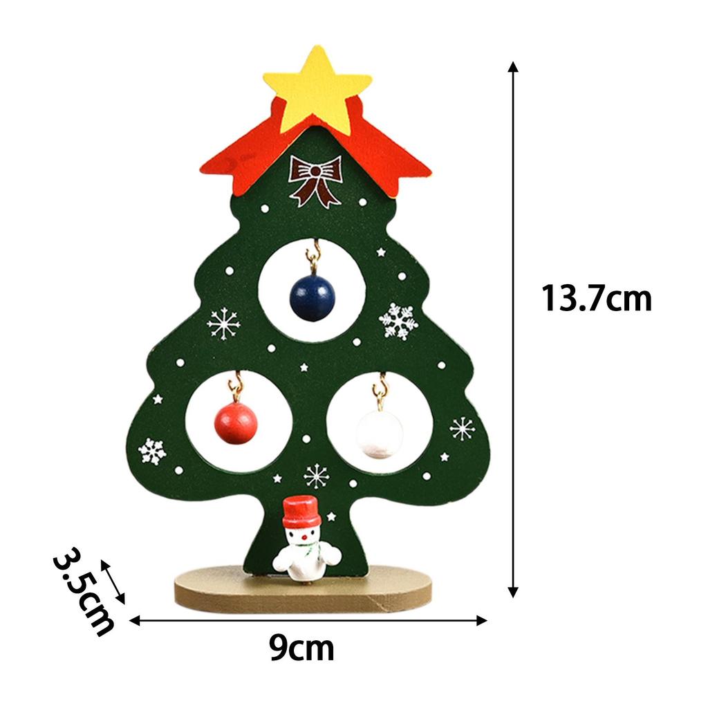 Tabletop Christmas Tree 13.7cm Small Xmas Trees Decoration Mini Wood Christmas Tree for Window Shelf Bedroom Party Countertop