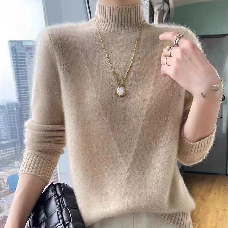 Sweater Women Loose Half Turtleneck Pullover for Women In Autumn and Winter with Thick Solid-color Knitted Top Worn Inside