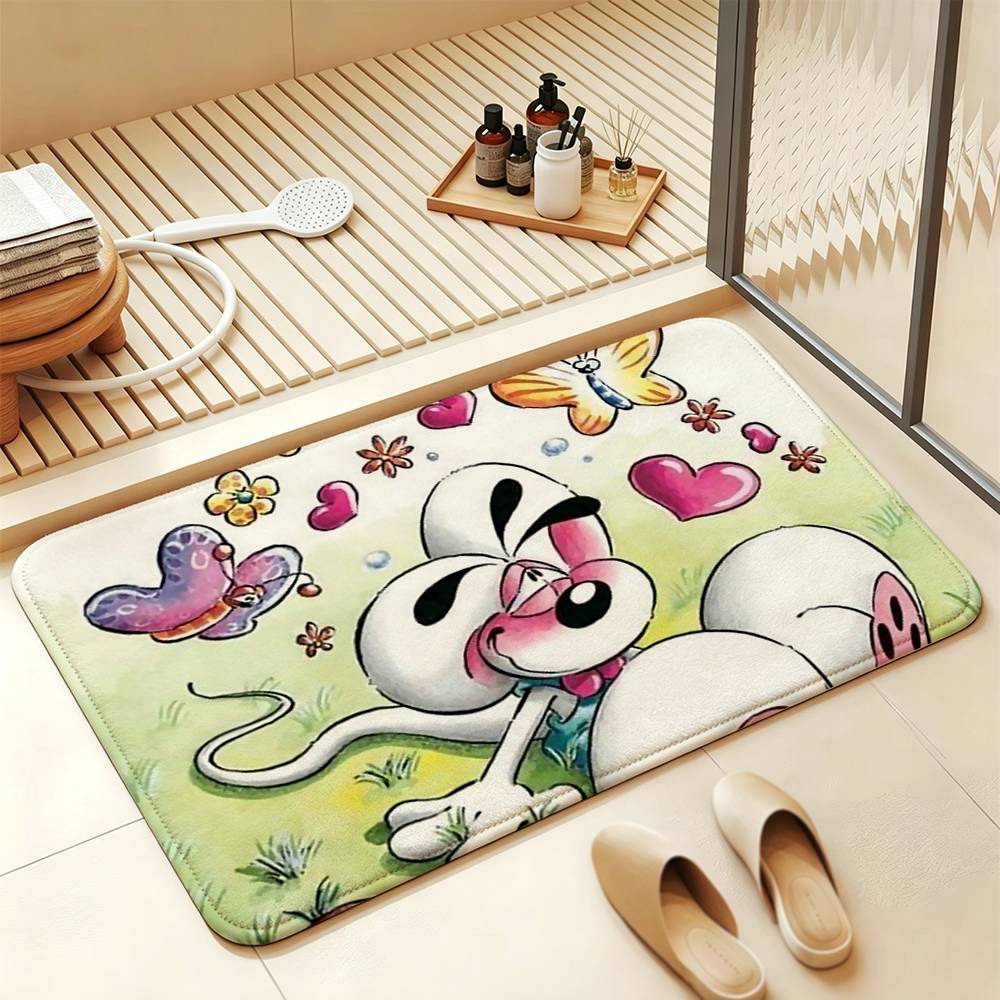 Cute Cartoon D-Diddl Mouse Short Plush Rug Carpet mat Machine Washable Soft Comfortable Anti‑Slip Floor Mat Home Decor