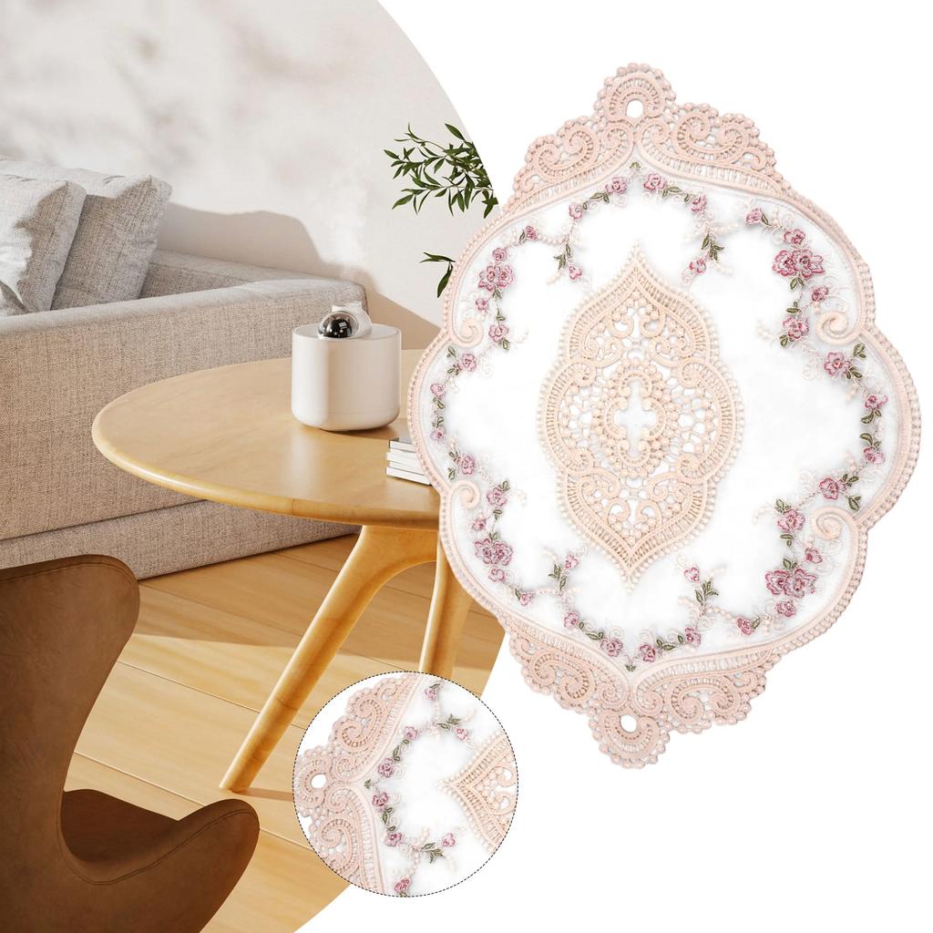 Rose Embroidered Tablecloth Lace Round Table Cover Pastoral European Style Bedside Table Rose Placemat Wedding Party Dinner Deco