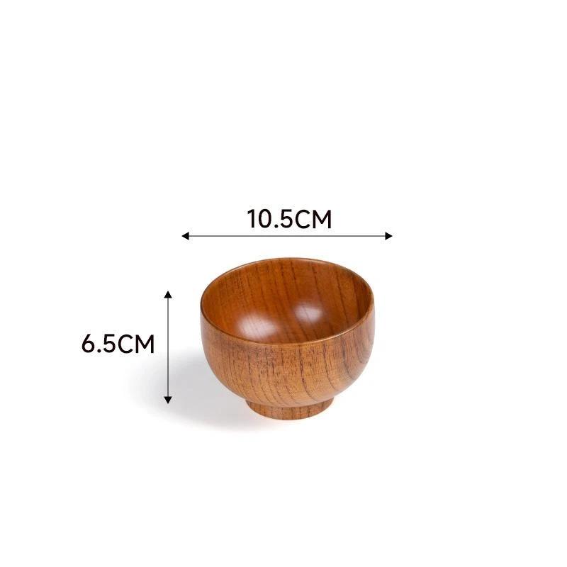 1 Pcs Wooden Bowl Jujube Wooden Bowl Round Large Soup Bowl Creative Children'S Rice Bowl Tableware