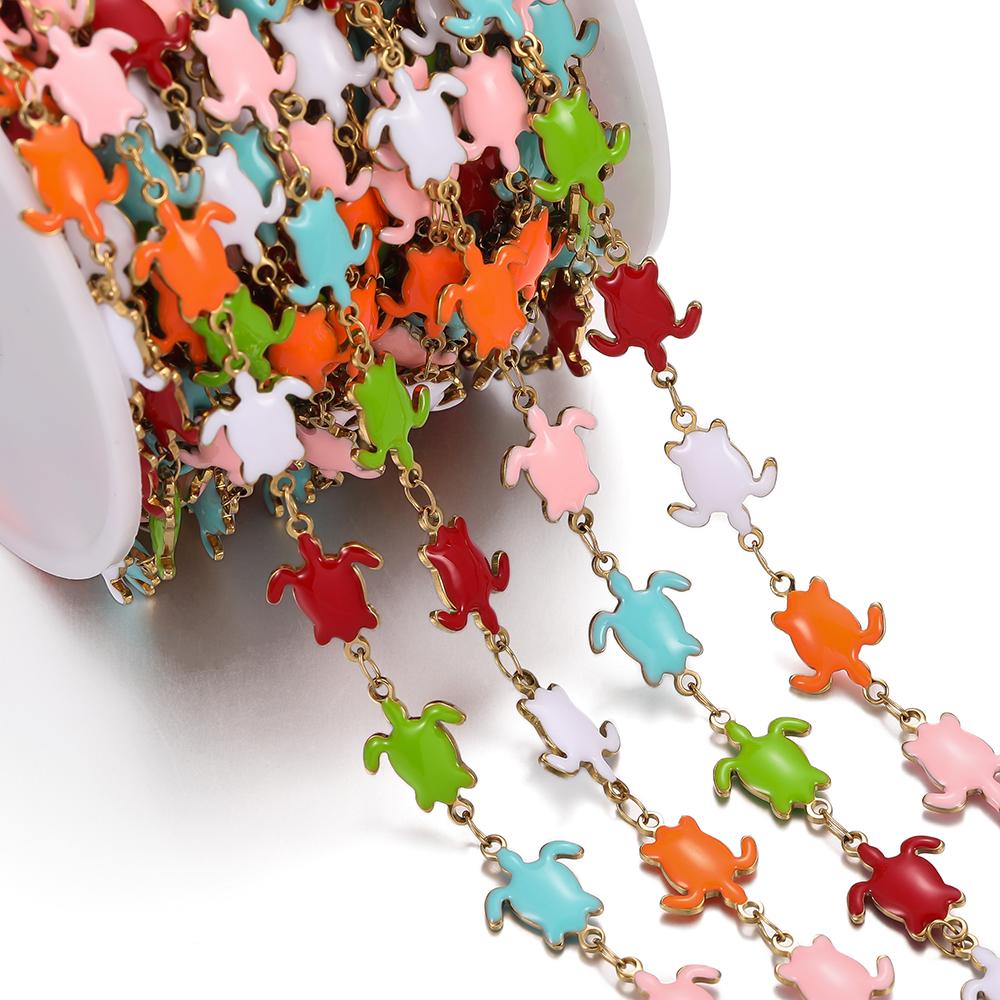 0.5m Colored Stainless Steel Enamel Chains Ocean Style Handmade Chains for DIY Bracelet Waist Chain Jewelry Making Chain