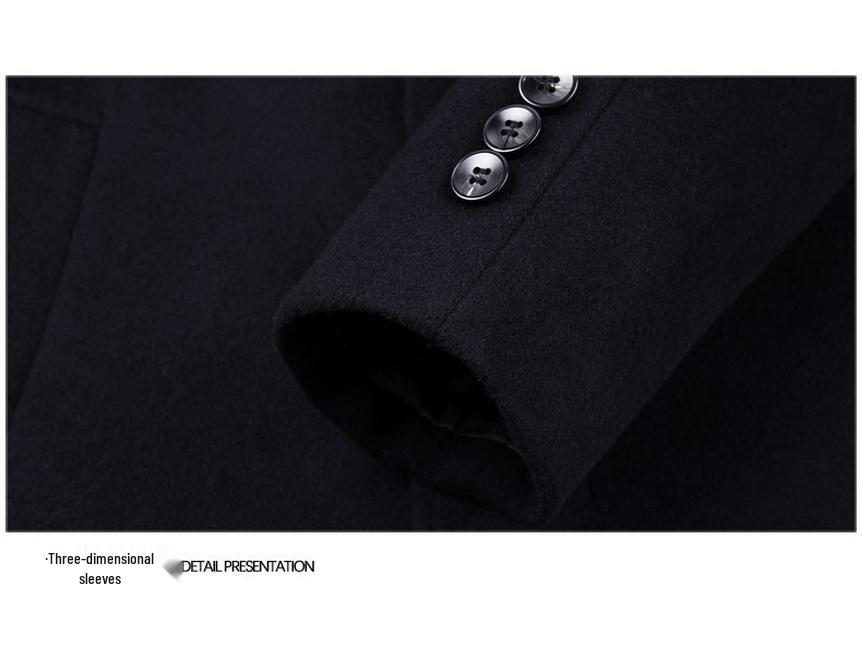 Men's Mid-Length Wool Coat with Detachable Down Liner, Business Lapel Style