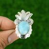 Sterling Silver Natural Larimar Statement Multi Stone Ethnic Engagement New Ring