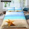 Beach Starfish Seashell King Queen Duvet Cover White Ocean Creatures Bedding Set Hawaii Quilt Cover Polyester Comforter Cover