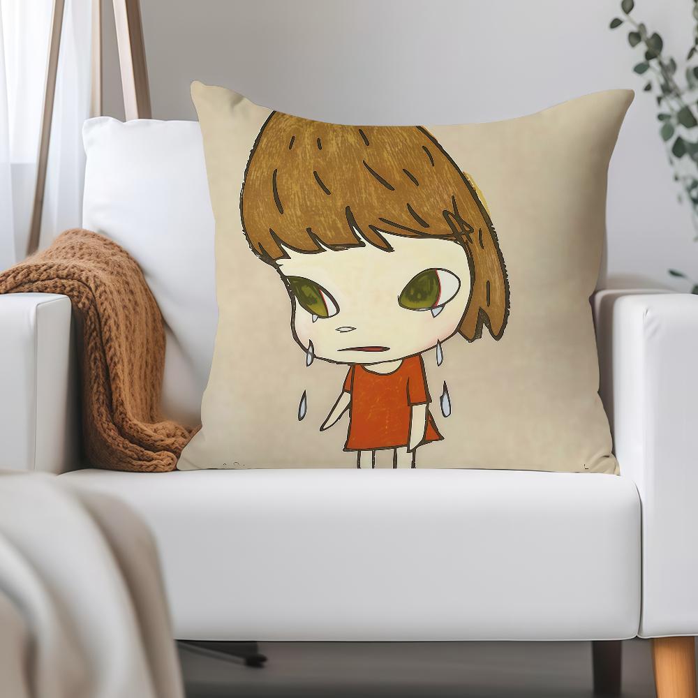 Art Y-Yoshitomo Nara Pillow Case Applicable Space For Guest Rooms Interiors Cars Office House Decoration