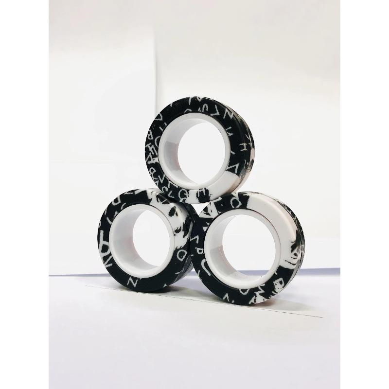 3pcs Anillos Magnéticos para Dedos Coloridos Set de Juguetes Fidget Imanes para Adultos Anillos Giratorios para Aliviar el Estrés Alivio de la Ansiedad Terapia