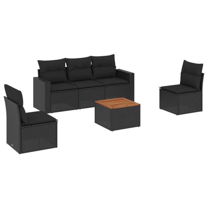 VidaXL Garden Lounge Set with Cushions 6 Pcs, Patio Sofas, Patio Furniture Set, Outdoor Furniture, Black 3256391