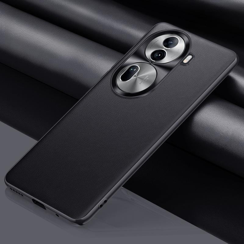 

Applicable To OppoReno11pro Mobile Phone Case Hardware Lens Full-inclusive Reno11 Anti-fall Business Plain Leather Case OPPO Reno 11Pro