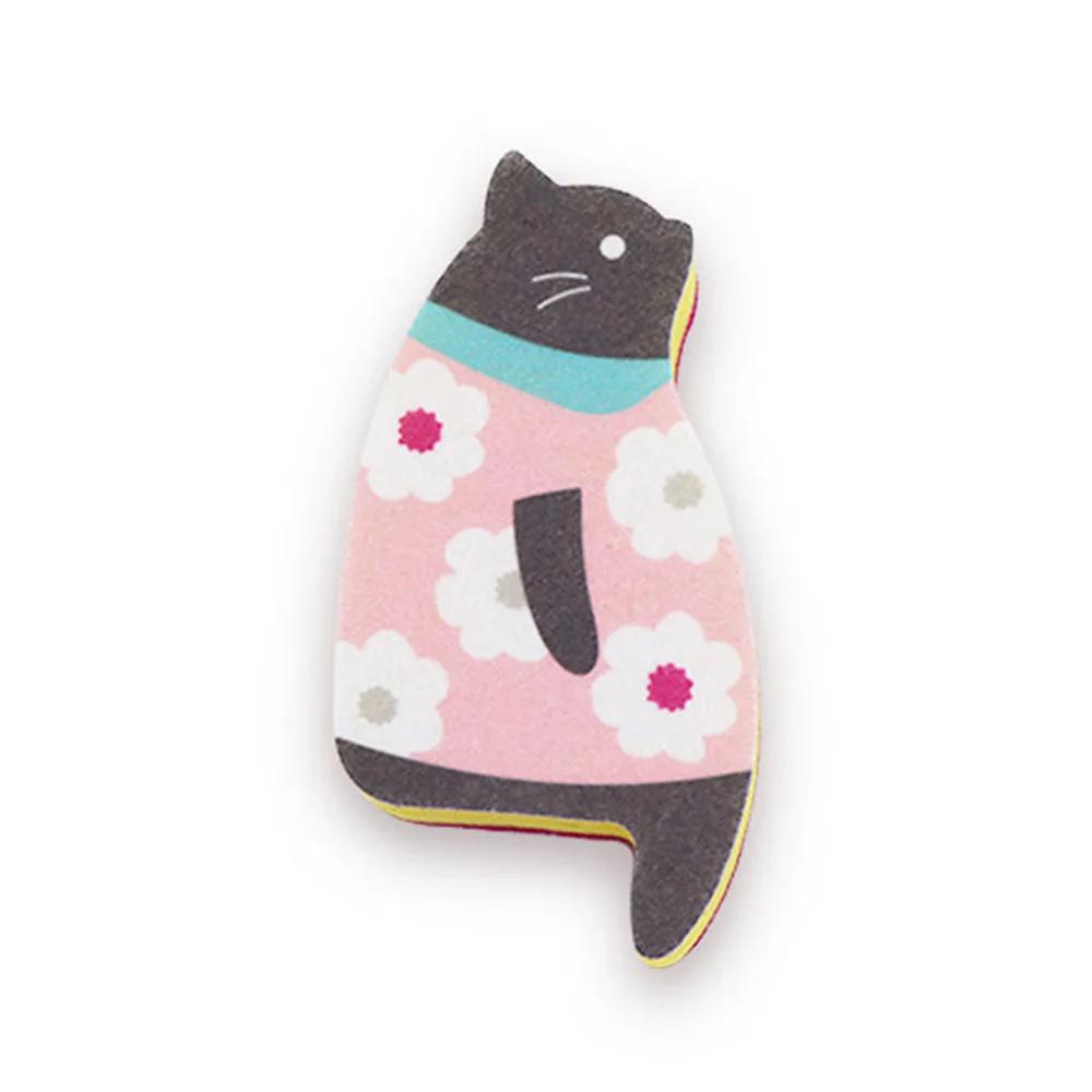 Japanese Cat Dishwashing Sponge 1Pcs Kawaii Kitten Dish Cloth Sponge Wipe Household Scouring Pad Kitchen Gadget Accessories