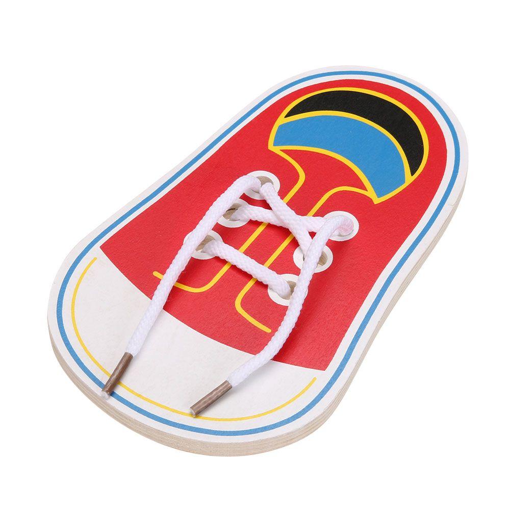 

Practice Children Learning Teaching Wooden Shoe Lace Tie Shoelaces Toys Educational Toys 17.5x9x0.5cm