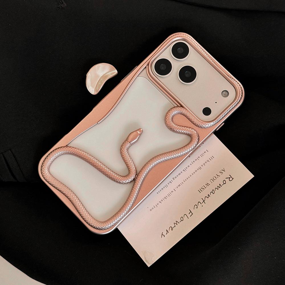 Orange 3D Snake Hollow Dissipate Heat Phone Case For iPhone 17 Air 16 15 14 13 12 11 Pro Max Frosted Shockproof Soft TPU Cover