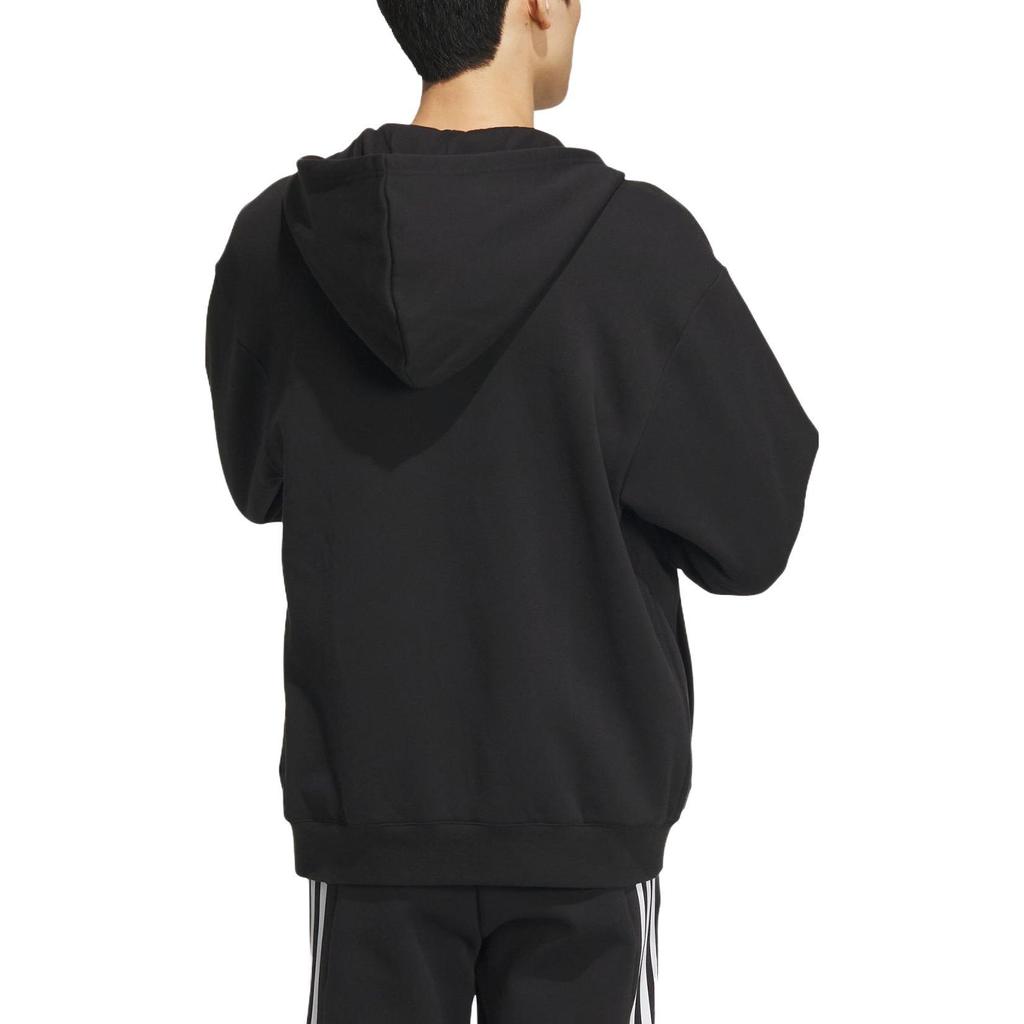 Adidas Hooded Zippers Thickened Fleece Lined Athleisure Jacket Unisex Black (Unisex) Jackets IV7607