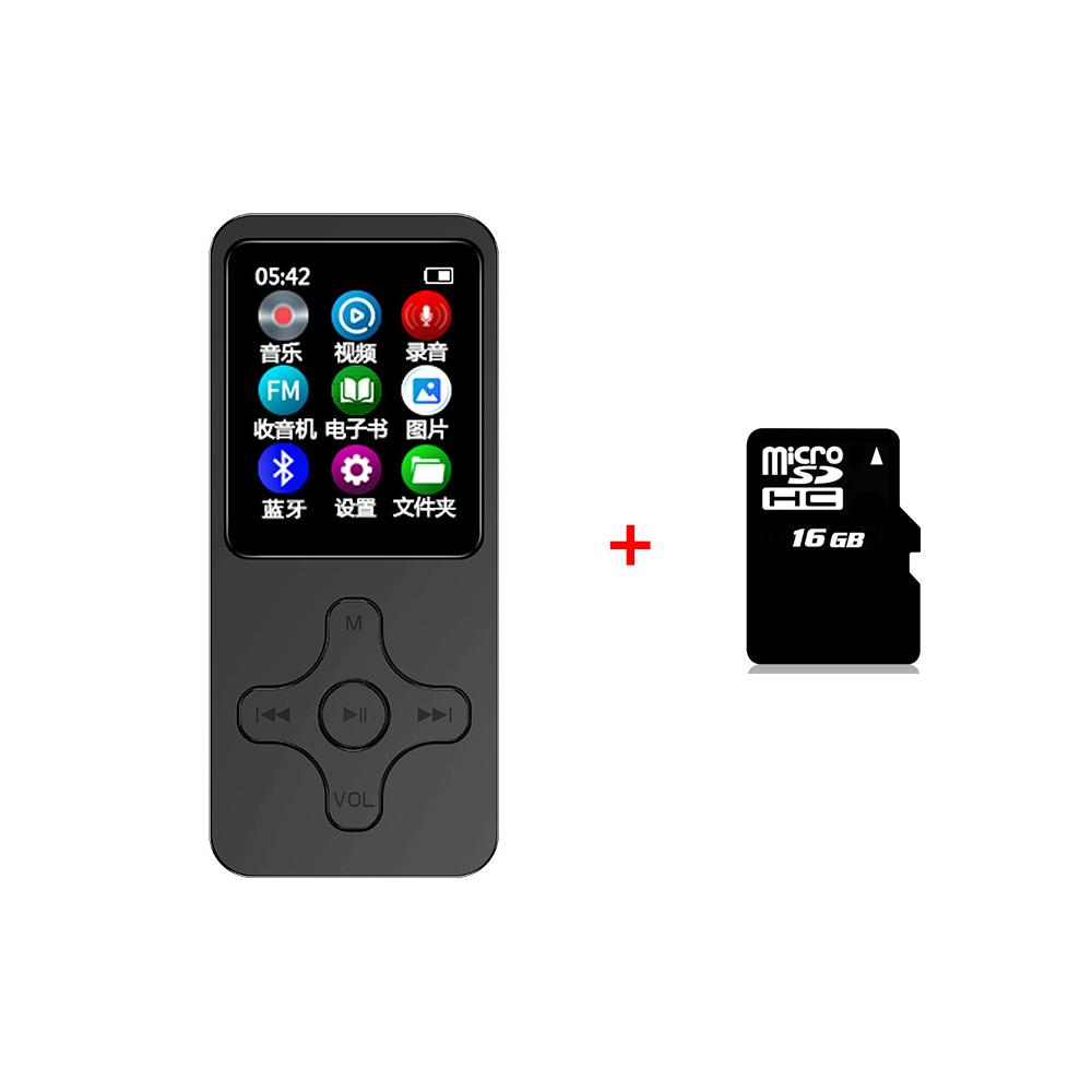 Bluetooth MP3 Player with 16GB TF Card Mini MP3 Music Player Support FM Radio Built-in Speaker E-Book Walkman for Headsets