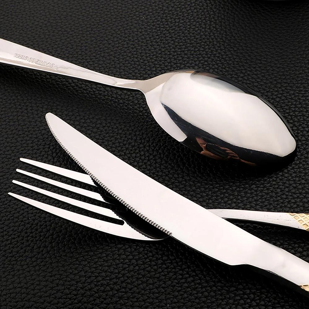 30pcs Dinnerware Sets Stainless Steel Tableware Set Knife Fork Spoon Flatware Western Cutlery Set Knife Fork Spoon Tea Spoon