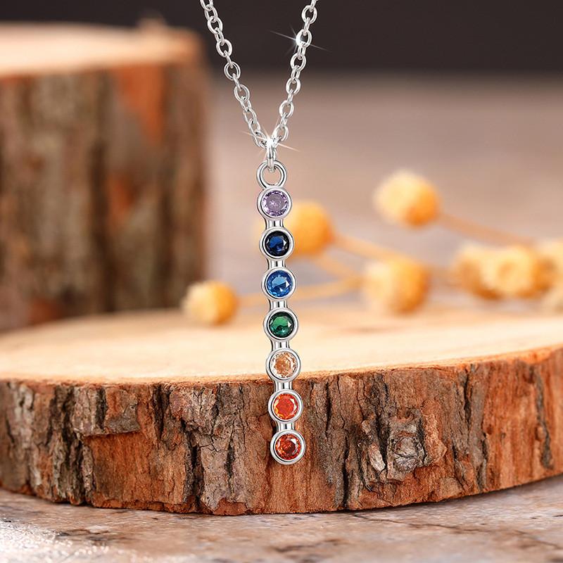 925 Sterling Silver Pendant Necklace with Colorful Cubic Zirconia Inlay for Party Daily Trendy Fresh Jewelry Accessory