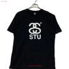 Ss Stu T-Shirt Unisex Lässiges Oberteil Vintage Stilvoll Vielseitig Homme Unisex Streetwear Dehnbar Designer Kleidung Weich