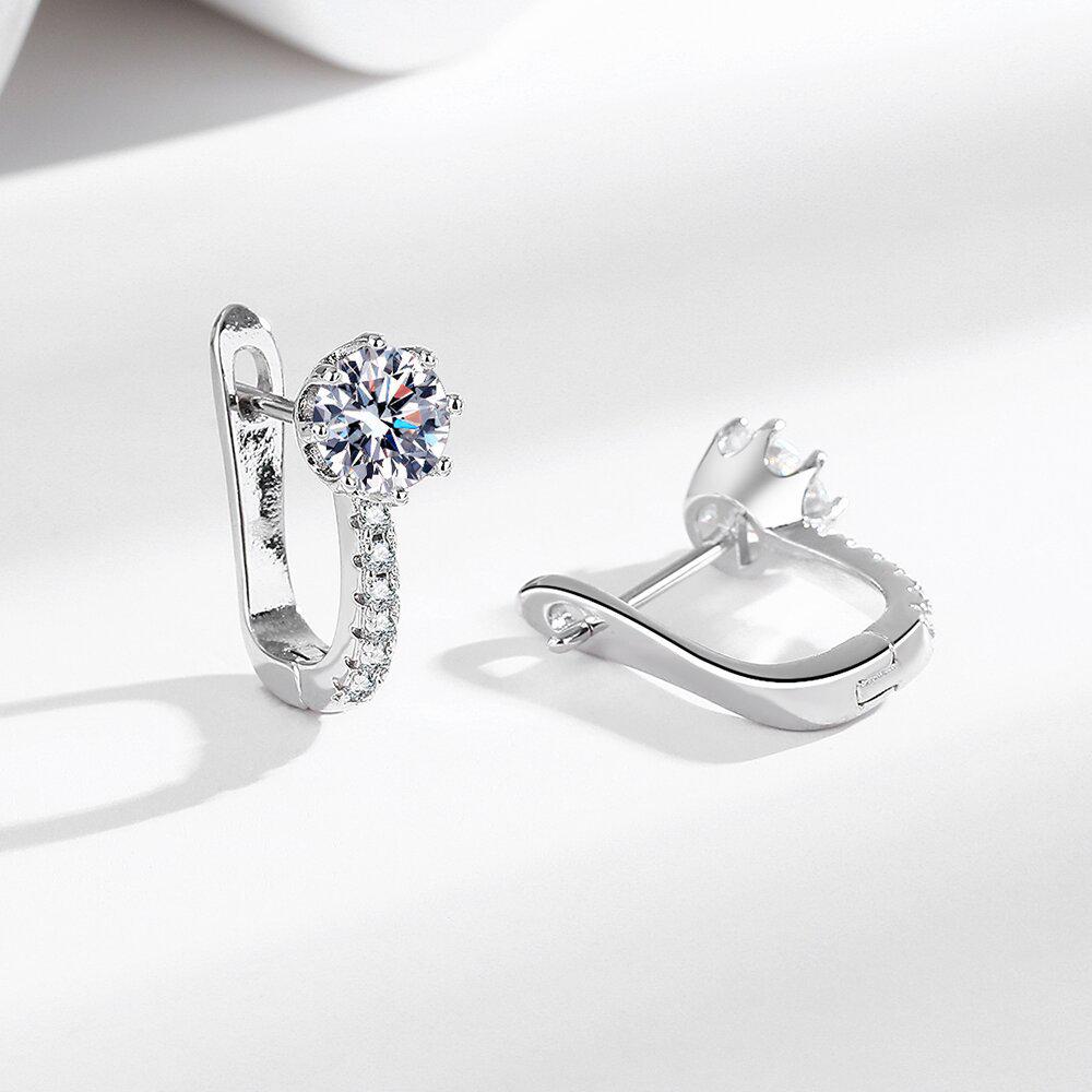 Серьги-каффы из серебра S925 с цирконами, Женские украшения с покрытием белым золотом