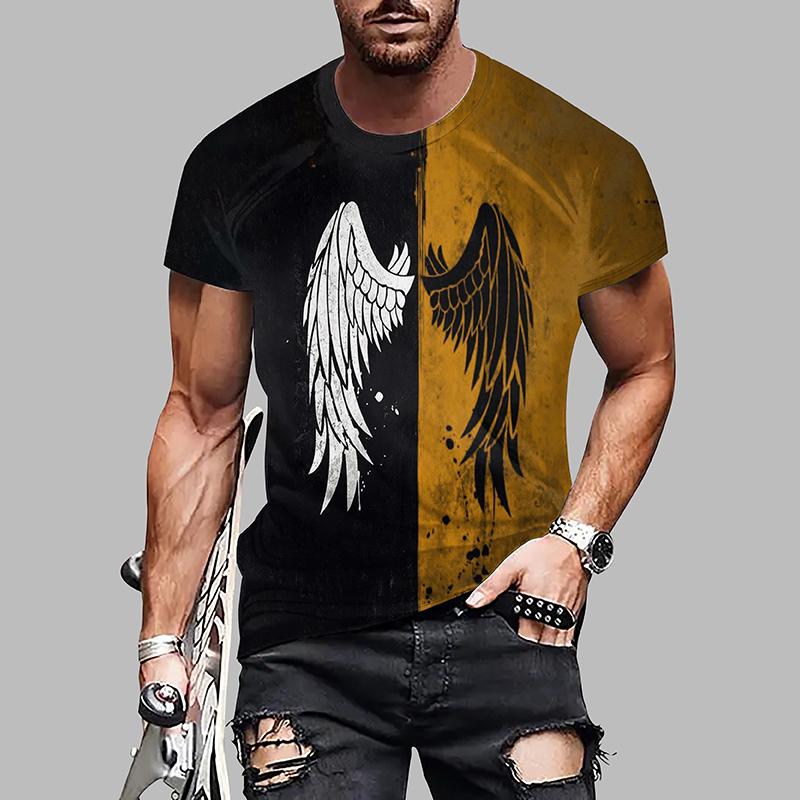 Tricou nou de vară pentru bărbați, modă, personalitate, aripi fluturânde imprimate, tricou pentru bărbați, top