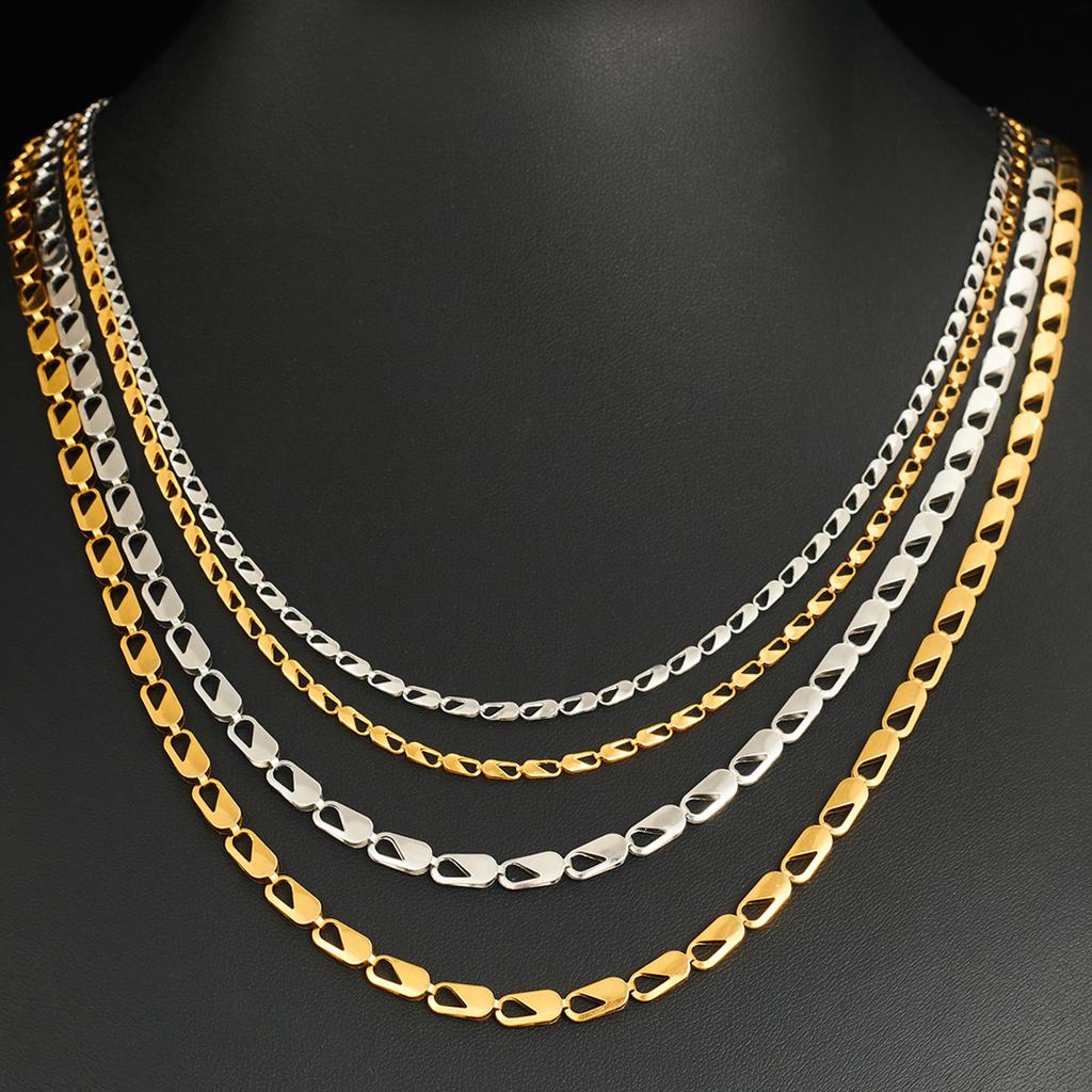 2.5mm/4.2mm Stainless Steel Unique Clasp Necklace Chain Gold and Silver for Women Girls 14-30 Inch
