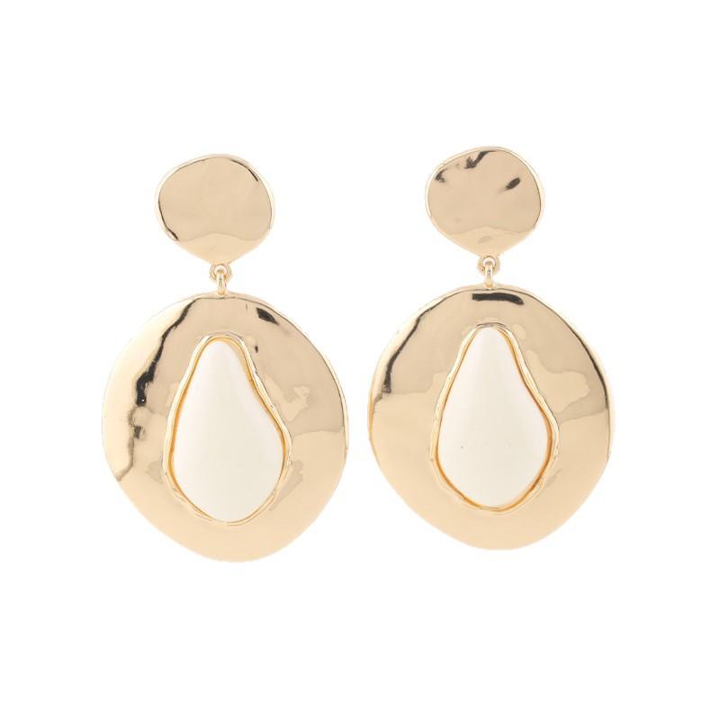 Exaggerated Retro Gold Color Irregular Geometry Teardrop-shaped Resin Amber Dangle Earrings for Women Fashion Designer Jewelry