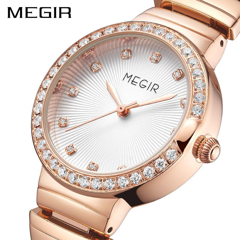 Women'S Watch, Versatile Diamond-Encrusted Copper Case Watch, Rose Gold Steel Belt Women'S Watch, Quartz Watch 7010