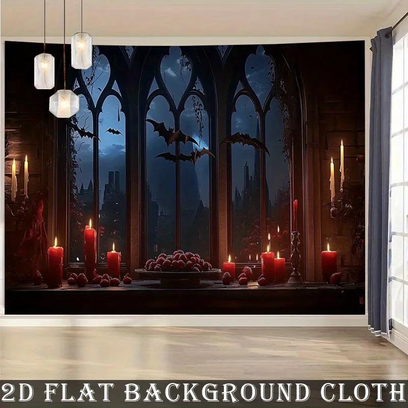 2D Flachbanner, 1 Stück - Gotischer Stil Vampirschloss Fledermaus Thema Party Bannerzyc