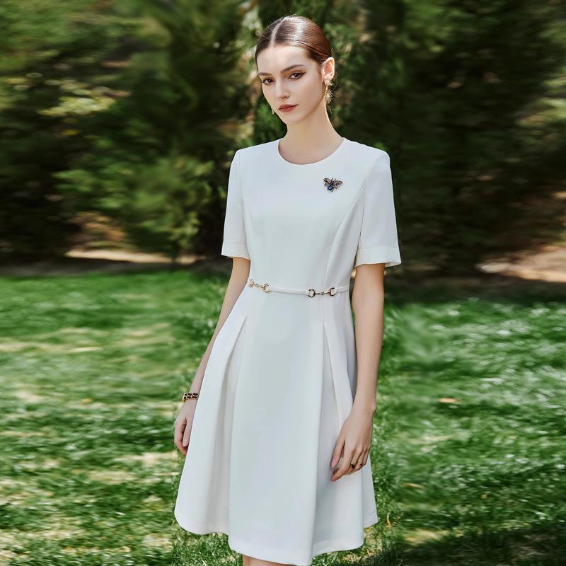 AD Women's Black Round Neck Summer Work Dress - Slimming Formal Office Wear