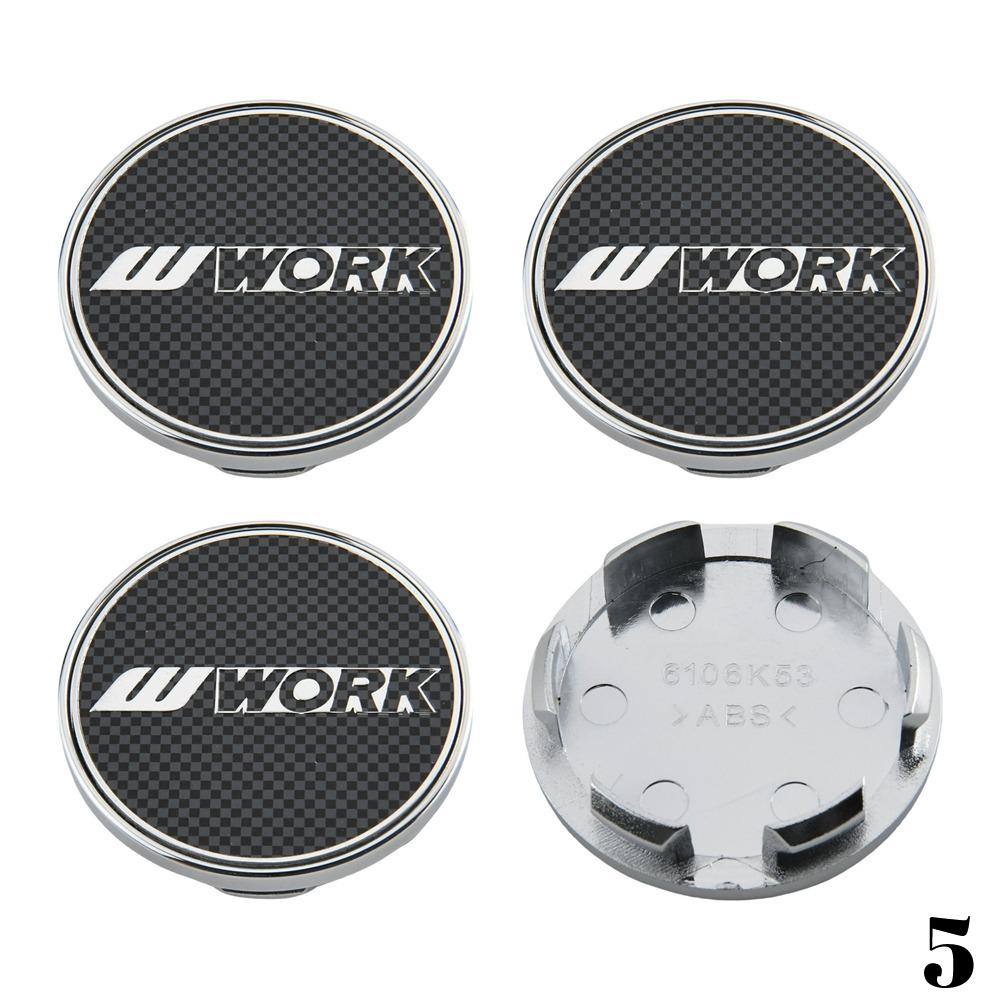 4PCS WORK Center Cap 53mm & 54mm Wheel Caps MEISTER VS EQUIP Emblem Wheel Cover Cap Hubcaps Car Rim Accessories