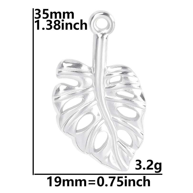 6pcs Silver Color Plant Tree Leaf Flower Charms For Jewelry Making Earring Necklace Connector Stainless Steel Charm Pendant Bulk