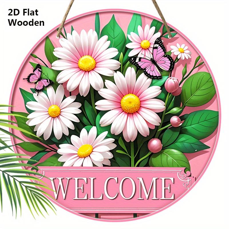 

Daisy Pink Wooden Sign for Garden Decor - Charming Decorative Plaque for Home, Office, Yard, Porch Decor 20cm/7.87in розовый