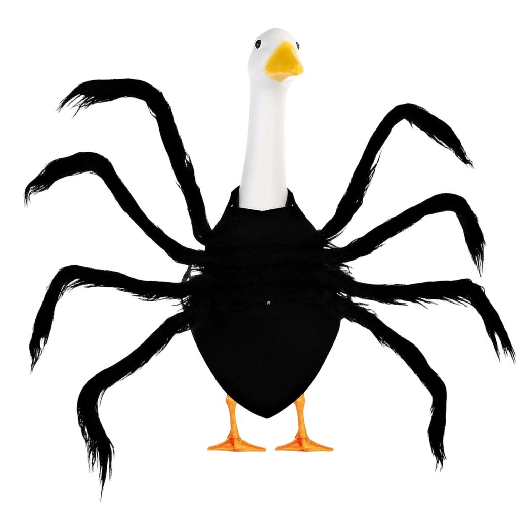 Halloween Porch Goose Spider Costume Pet Outfit with Faux Fur Spider Legs Adjustable Fit for Outdoor Indoor Use