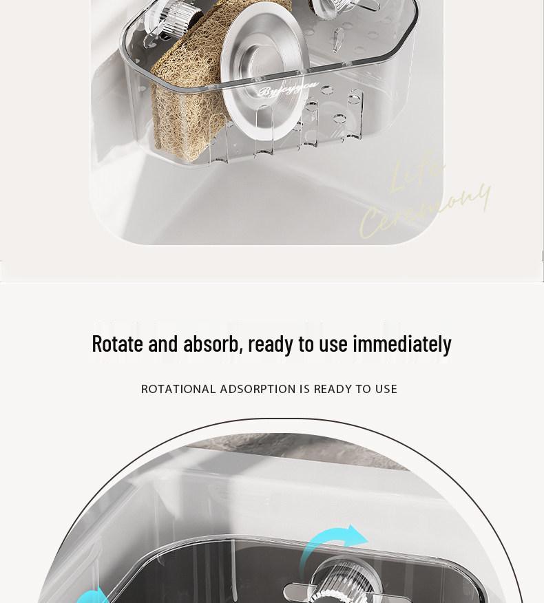 Corner Sink Storage Rack - Multi-functional Sponge & Dish Organizer with Suction Cup Wall Mount