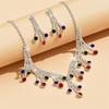 Color Fashion Necklace Earrings Set Wave Diamond Rhinestone Simple Necklace Women'S Dinner Necklace Accessories