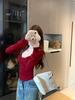 Chic Red Long Sleeve Square Neck Slimming Top for Women