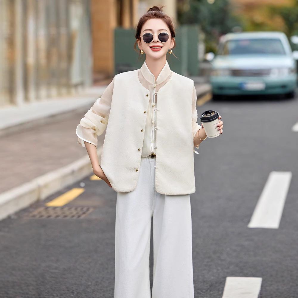 2025 Spring Women's Reversible Embroidered Ramie Vest in Chinese National Style (CY8121)