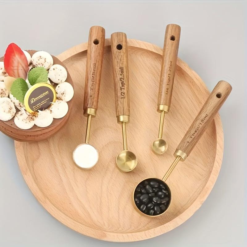 Kaffeelöffel-Set aus Edelstahl mit Palisandergriff Messlöffel zum Backen Milchpulver Gewürz Küchenwerkzeug