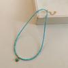 Blue Turquoise Love Pendant, Titanium Steel Necklace, Niche Design, Fashionable, Simple and Versatile, High-end Exquisite Necklace Women