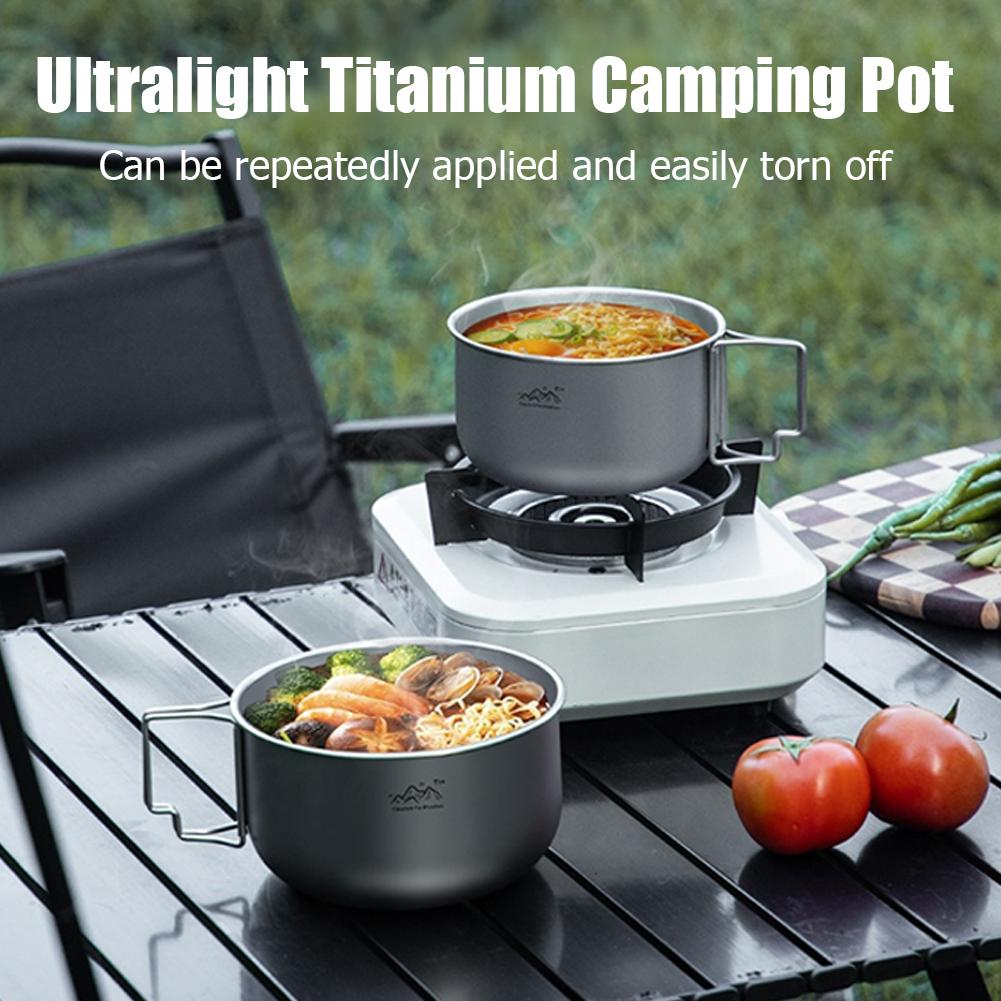400Ml1400Ml Ultralight Titanium Camping Pot With Foldable Handle Ta1 Pure Titanium Cookware For Backpacking Hiking Picnic