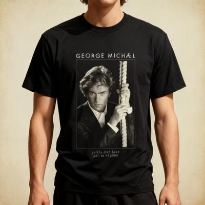 George Michael Stella della Musica T-shirt Nera in Cotone Pesante Tutte le Taglie NWT