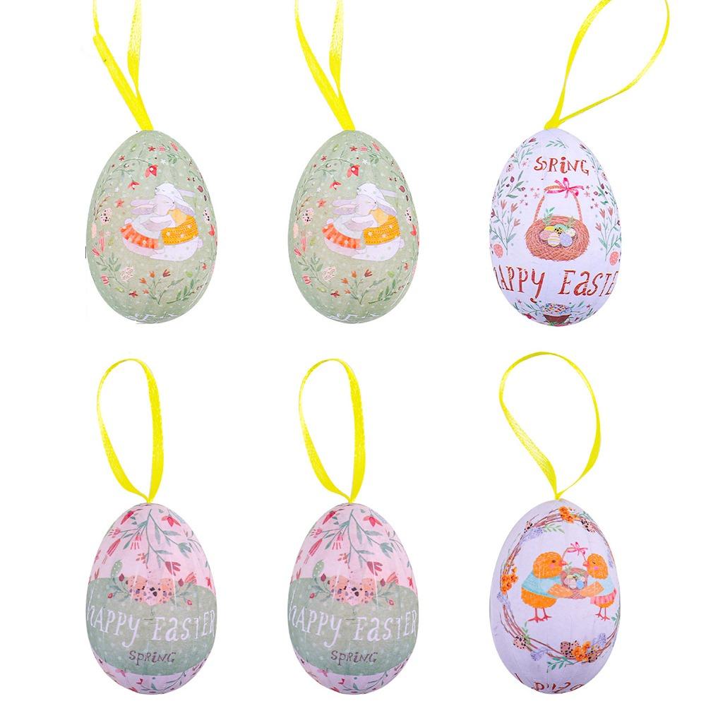 

6 шт. Красочные украшения в виде пасхальных яиц и кроликов, поделки своими руками, подвесное украшение в виде яйца-бабочки, детские подарки Style 2