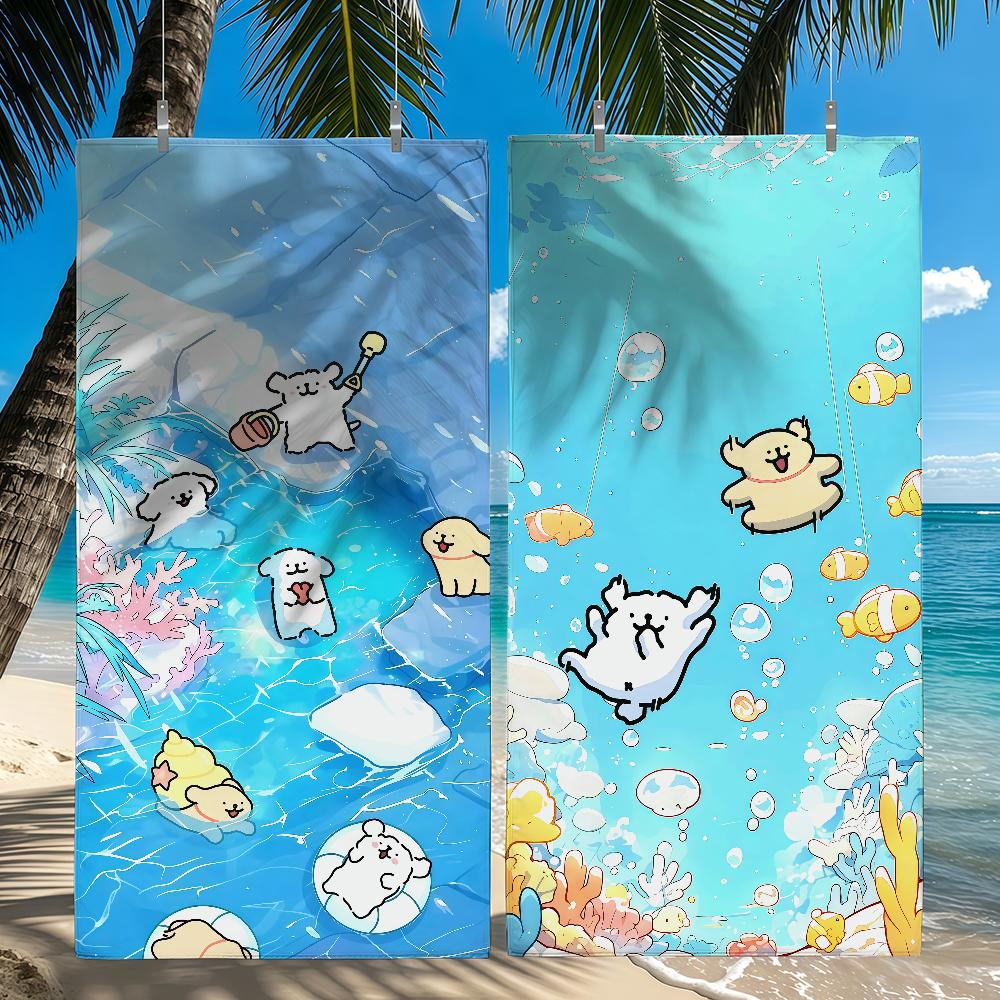 Cute Line Puppy Maltese Towel Beach Towel Travel Lightweight Skin Friendly For Pool Beach Camping Cruise Summer