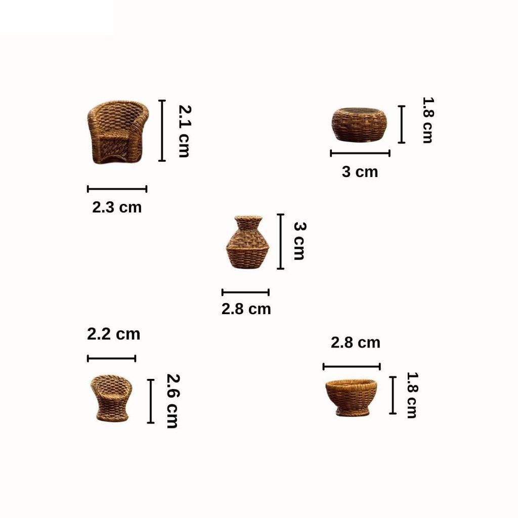 1 Set Resin Miniature Sitting Sofa Set – 5 Pcs | Decorative Showpiece | Gift for Him/Her, Home, Living Room, Office, Table, Car Dashboard