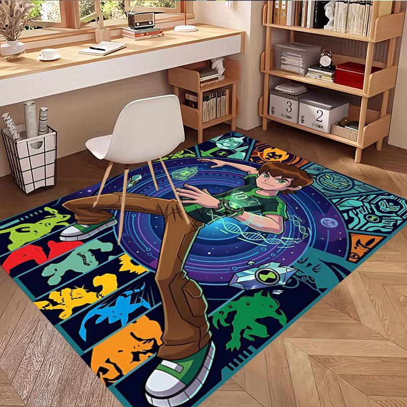 Ben 10 Cartoon Print Rug, Washable Floor Carpet, For Entryway Dorm Laundry Room Office Study, Home Decor Birthday Christmas Gift