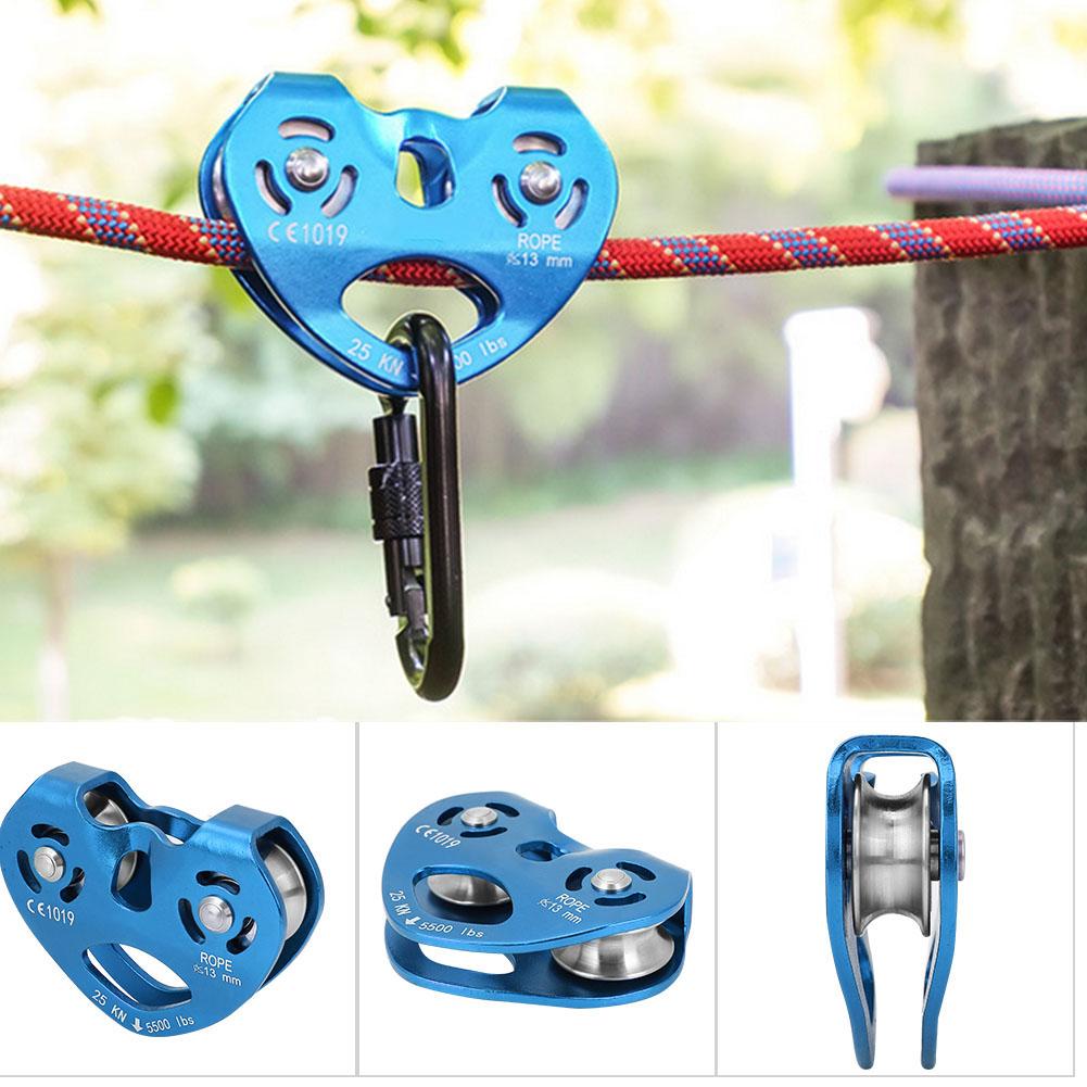 25KN Aluminium Alloy Heavy Duty Single Swivel Rope Pulley Block Climbing (blue)