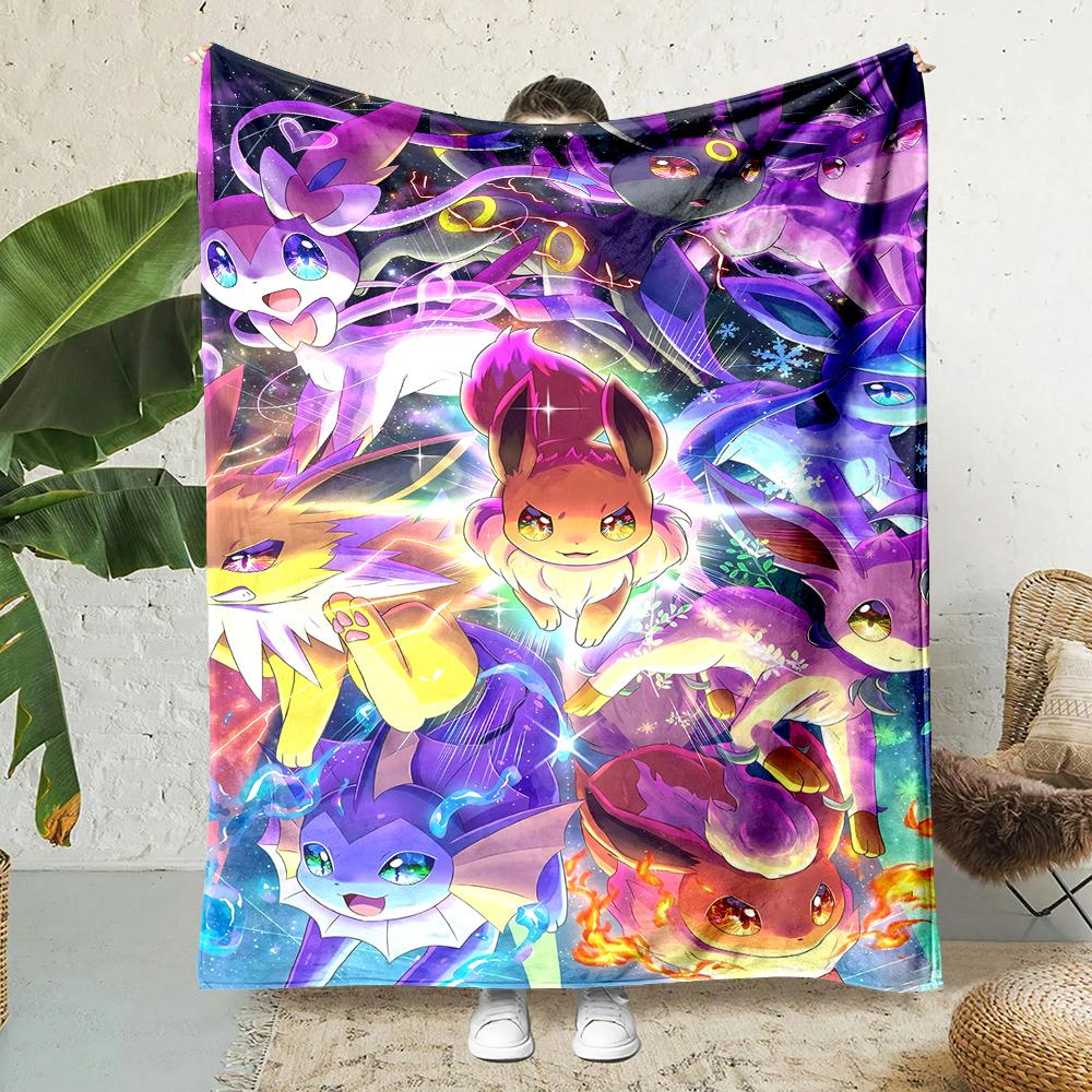 Japanese Games Pokemen-Eevee Cartoon Blanket Soft Fluffy Plush Blanket Sofa Office Quilt Throw Picnic Beach Towel Luxury Gift